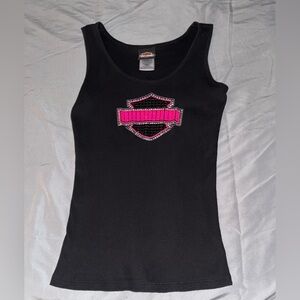 Y2K Harley-Davidson Black Tee with Pink Logo